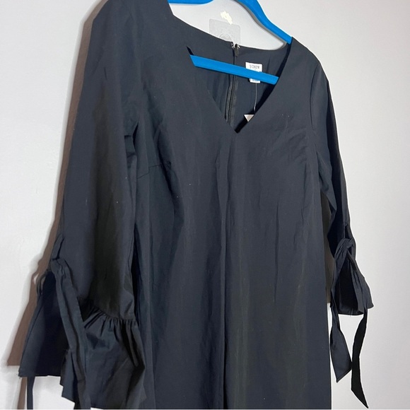 J Crew Ruffle Tie Sleeve Dress Black Size 4 New With Tags - Picture 2 of 7